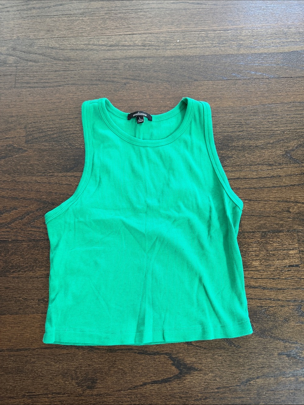 Ambiance Girls Green Ribbed Tank Top Size Large